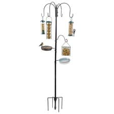 Image of Metal Complete Bird Feeding Station 4 Feeders Stand Garden Wild Birds Feeders