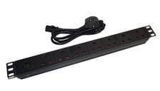 Image of 7 way UK Socket PDU with *DETACHABLE UK-IEC C14 1.8M LEAD* 1U 19" Rackmount