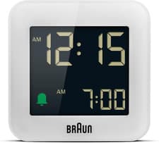Image of Braun Digital Travel Alarm Clock with Snooze, Compact Size, Negative LCD Display