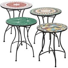 Image of 60cm Round Mosaic Ceramic Garden Bistro Table Metal Legs Patio Outdoor Terrace