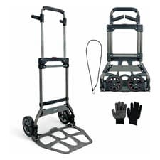 Image of Folding Hand Trolley 150kg Heavy Duty Steel Aluminium Sack Cart Rubber Wheels