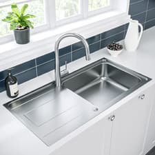 Image of Single Bowl Inset Chrome Stainless Steel Kitchen Sink with Reversible BeBa_26185
