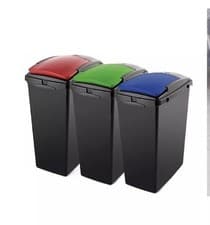 Image of Addis Recycling 40 Litre Set of 3 Waste Utility Plastic Bins Interlocking Clips