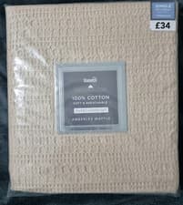 Image of Dunelm Amberley Waffle Single Duvet Cover Set 100% Cotton Soft & Breathable