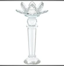 Image of 2x Clear Crystal Candle Holder 14x6cm New