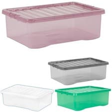 Image of Wham Plastic Stackable Large Storage Box with Lid Nestable Container Boxes 32L