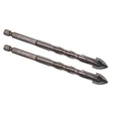 Image of 2pcs Titanium Masonry Drill Bit - [12mm x 122mm] Concrete Drill Bit w Hex Shank