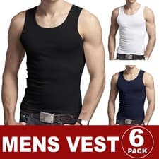Image of Mens Vests 100% Cotton Tank Top Muscle Summer Training Gym Tops Pack Plain S-5xl