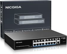 Image of 16 Port Gigabit PoE Switch Unmanaged, 16 Port PoE+@250W, 2 Gigabit Uplink