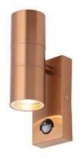 Image of Outdoor Light Copper Leto Double Spot IP44 PIR Motion Sensor Zink ZN-29179-COP