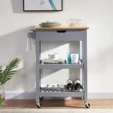 Image of 3-Tier Kitchen Rolling Slim Trolley Island Serving Cart Organiser With Drawer