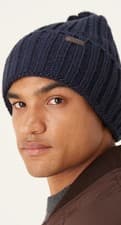 Image of Barbour International Men’s Navy Blue Kelson Pom Beanie Hat One Size