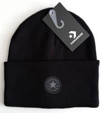 Image of Converse All Star Chuck Taylor Black Beanie Hat One Size BRAND NEW TAG 🔴🔵🟡🟢