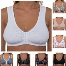Image of Front Fastening Bra Cotton Rich Ladies Non Wired Non Padded Soft Stretch Uk Size