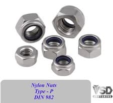 Image of Nylon Nyloc Nuts M4–M20 Type P Grade 8 BZP DIN 982 All Sizes Metric Lock Nuts
