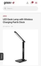 Image of Groov-e Ares LED Desk Lamp Light With Wireless Phone Charging Pad & Clock BLACK