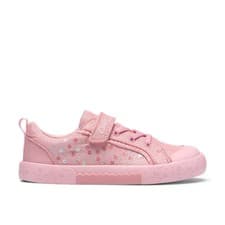 Image of Clarks Foxing Gleam K Girls Pink Canvas Trainer