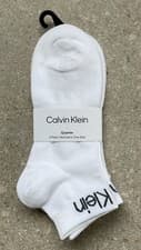 Image of Calvin Klein Jeans Women's Quarter White Trainer Socks One Size Pack Of 3 Pairs