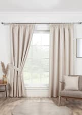 Image of 3" Pencil Pleat BLACKOUT Curtains Eclipse Ready Made Pair By Sundour Natural