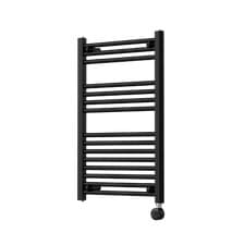Image of Black 450 mm Electric Heated Towel Rail Radiator Bathroom Prefilled WIFI Smart
