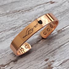 Image of Pure Solid Copper Magnetic Bracelet Arthritis Pain Therapy Energy 12mm Cuff LOVE