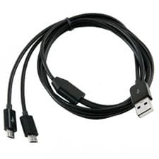 Image of USB 2.0 A to Dual Micro 5Pin Data Charging Cable Y Splitter | Male to Male - 1m