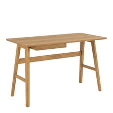 Image of Modern Oak Office Desk - 120cm, Storage Drawer, Sturdy Workstation Table