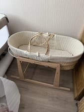 Image of The Little Green Sheep Moses Basket, Beige And Rattan
