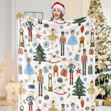 Image of Nutcracker Fuzzy Blanket Christmas Nutcracker Throw Blanket Xmas Cartoon Soft...
