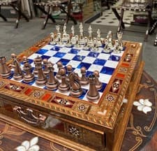 Image of Luxury Wooden Chess Set with Storage | Handmade | Gift Idea for Collectors 🎁
