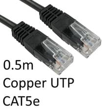 Image of Rj45 M To Rj45 M Cat5e 0.5M Black Oem Moulded Boot Copper Utp Network Cable