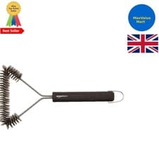 Image of Efficient 3-Sided Grill Brush - 12-Inch Stainless Steel Bristles for All Grills
