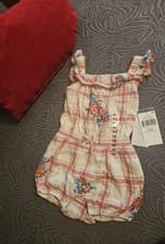 Image of New Ralph Lauren Floral Cotton Dobby Baby Girl Summer Romper Gift Size 6 Months