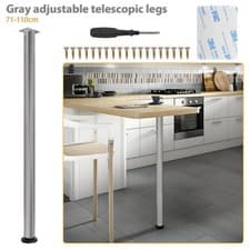 Image of 710-1100MM Adjustable Kitchen Worktop Desk Breakfast Bar Table Leg Support Feet