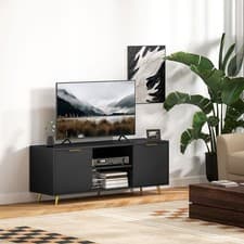 Image of TV Stand Cabinet with 2 Open Shelves and 2 Cabinets for Living Room