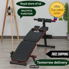 Image of Abs Sit Up Bench Core Workout Fitness Home Gym Black Foldable