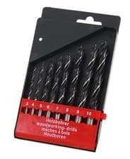Image of 8 Piece Wood Drill Bit Set In Case Professional Quality With Carbon Steel Tips