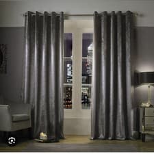 Image of Kylie Minogue Adelphi Truffle Velvet Eyelet Ring top Lined Curtains 66 X 90