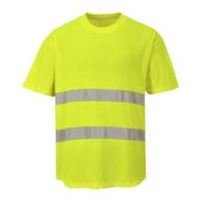 Image of Portwest Cotton Comfort Mesh Insert Hi Vis T Shirt Yellow 3XL