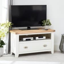Image of Corner TV Unit - Up to 50" TV Size Cheshire White Painted Home Furniture