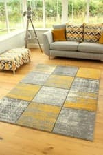 Image of New Mustard Grey Silver Modern Small Large Thick Soft Floor Mat Rugs Runner