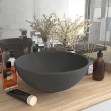 Image of Luxury Bathroom Basin Round Matt Dark Grey 32.5x14 cm Ceramic