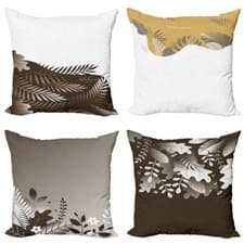 Image of Leaves Pillow cushion set of 4 Modern Botanical Floral Ornaments in Topical A...