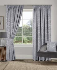 Image of Lined Pencil Pleat Grey Curtains Sundour Buckingham