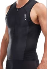 Image of 2XU Active Mens Tri Singlet Black compression top size S and calf guards size M