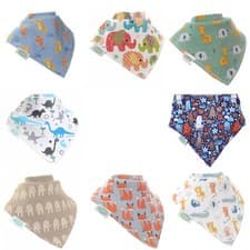 Image of Baby Dribble Bib Cotton Bandana Style Fleece Various Animal Designs Ziggle