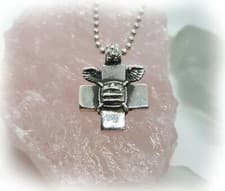 Image of Cross Wings Face Mask Sterling Silver Pendant for Women