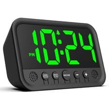 Image of Azyh Digital Alarm Clock with Green LED Display for Bedroom, Loud Alarm Clock...