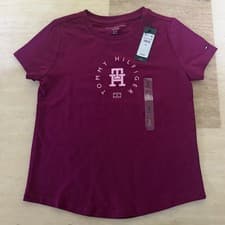 Image of Tommy Hilfiger Girl’s Small Size Pink T Shirt With Big Logo BNWT