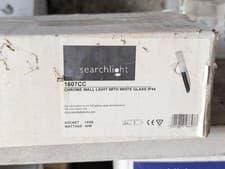 Image of (Item 26) Searchlight Chrome Wall Light with White Glass IP44 (1607CC)